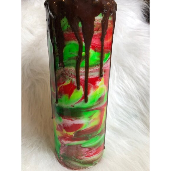Tumbler With Straw Chocolate Drizzle Topper Rainbow Swirl - 20 Oz Drink Holder - Picture 2 of 8